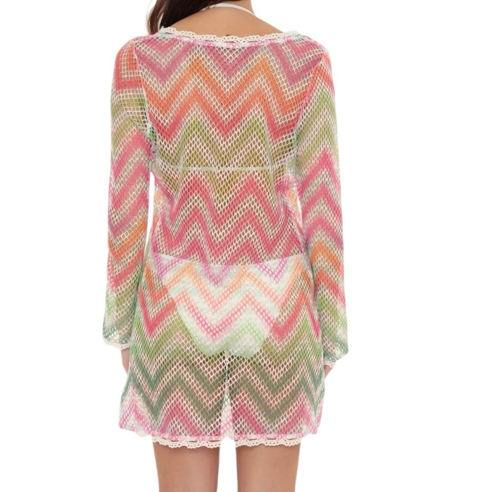 Isabella Rose COASTAL DREAM KIMONO/B.S Cover/Printed Crochet Mesh/Size: Medium - Picture 2 of 10